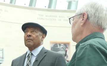 Sgt. Maj. John Canley (Ret) tours the National Museum of the Marine Corps