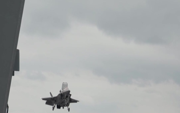 First Shipborne Rolling Vertical Landing on HMS Queen Elizabeth