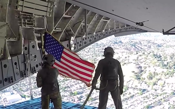 Edwards AFB conducts flyover for NLCS Game 3, Oct. 15