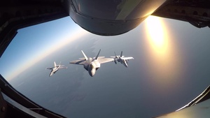 F-22 Raptors and Finnish F/A-18s B-Roll