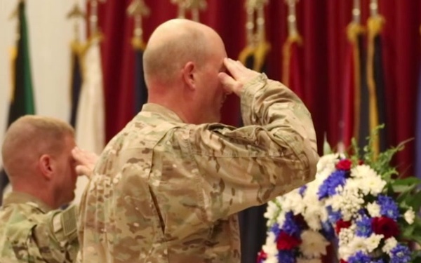 28th Infantry Division Holds a Wreath Laying Ceremony at Camp Arifjan, Kuwait