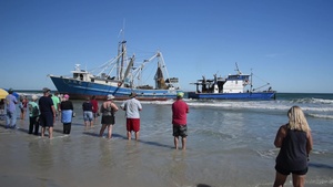 Coast Guard monitors grounded vessel removal on Ormond Beach