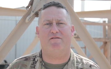 Staff Sgt. Mark Milanovich gives a shout out to the Pittsburgh Penguins