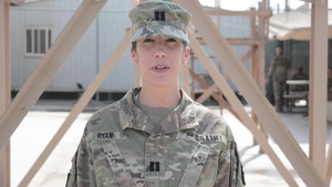 Capt. Kate Ryan gives a shout out to the Pittsburgh Steelers