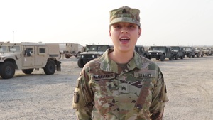 Sgt. Elaina Wannamaker of Annville gives a shout out to the Pittsburgh Steelers