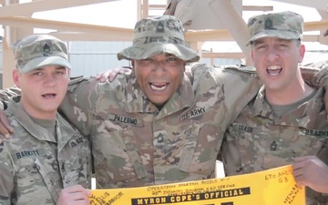 28ID Iron Divison Soldiers give a shout out to the Pittsburgh Steelers from Kuwait