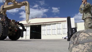 Fort Campbell Soldiers Unload Military Vehicles at Lackland AFB, Texas in Support of Operation Faithful Patriot (B ROll)