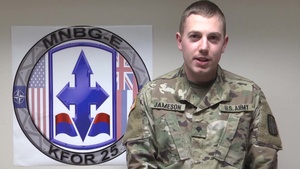 Spc Ian Jameson gives a shoutout to his family