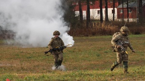 TRIDENT JUNCTURE 2018 - British Army and Norwegian Home Guard Soldiers Conduct a Simulated Battle in Elvål, Norway