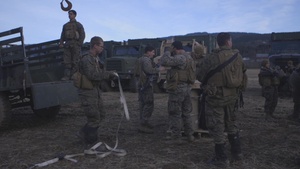 U.S. Marines with CLB 24 Load Motor Oil in Fossmoan, Norway