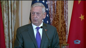 Mattis Holds Joint Press Conference With Chinese Officials