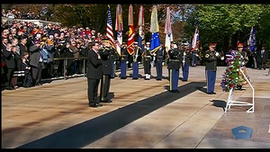 DOD, VA Secretaries Commemorate Veterans Day at Arlington