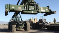 Convoy full of equipment heading to the Southwest border
