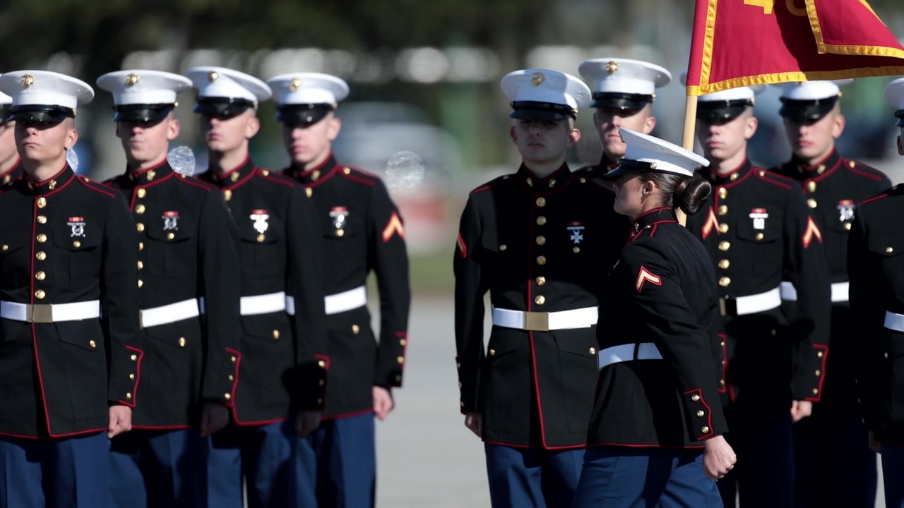DVIDS - Video - November Company becomes first company to graduate in new female  Dress Blue Coat