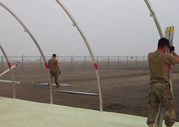 B-Roll: 1114th Composite Truck Company builds shelters for Camp Fire response