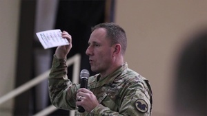 Chief Warrant Officer 5 Hal Griffin III holds Town Hall
