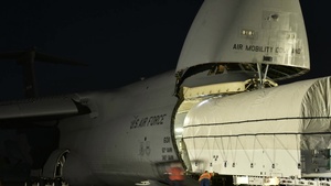 AEHF-4 satellite load onto Travis AFB C-5M Super Galaxy timelapse