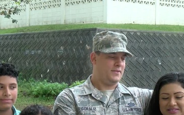 USAF TSgt. Hilton Coraliz and family give a holiday shout out from Kadena Airbase