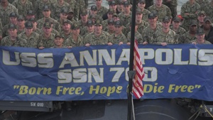 USS Annapolis greeting for the Army-Navy game