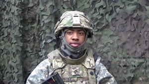 U.S. Army Pfc. Johnathan Rozier gives a holiday shout out from Hohenfels, Germany