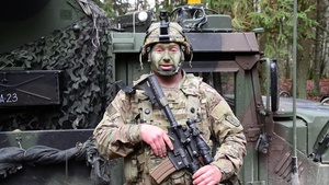 U.S. Army Sgt. Zachary Lohr gives a holiday shout out from Hohenfels, Germany