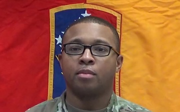 U.S. Army Sgt. Tommie Berry gives a holiday shout out from Ansbach, Germany