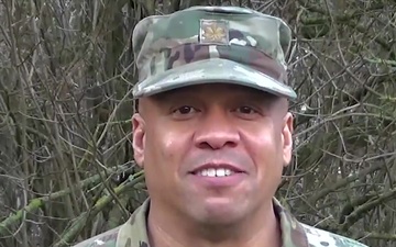 U.S. Army Maj. Damon Brown gives a holiday shout out from Ansbach, Germany