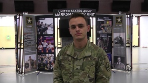 Private 1st Class Jared Desrosiers giving an Army Shout-out to Swansea, Massachusetts