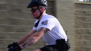 Security forces bike patrol b-roll