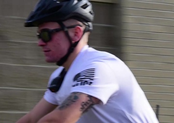 Security forces bike patrol b-roll