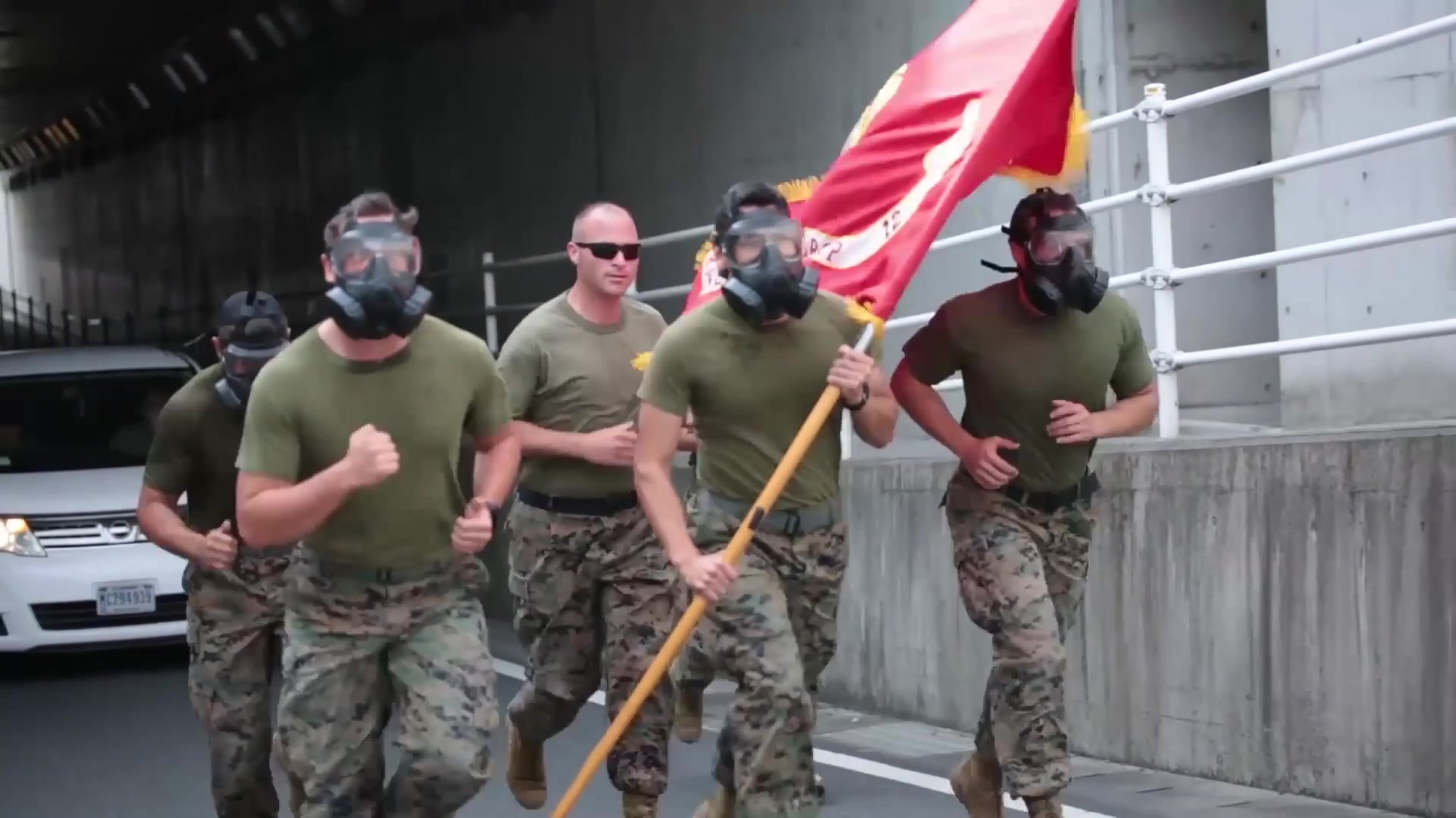 Maj. Gen. Thomas D. Weidley, Sgt. Maj. Michael J. Pritchard and CMDCM Curtis Blunt give Marines and Sailors of 1st Marine Aircraft Wing for the upcoming holiday breaks. (U.S. Marine Corps video by Lance Cpl. Ryan Persinger)