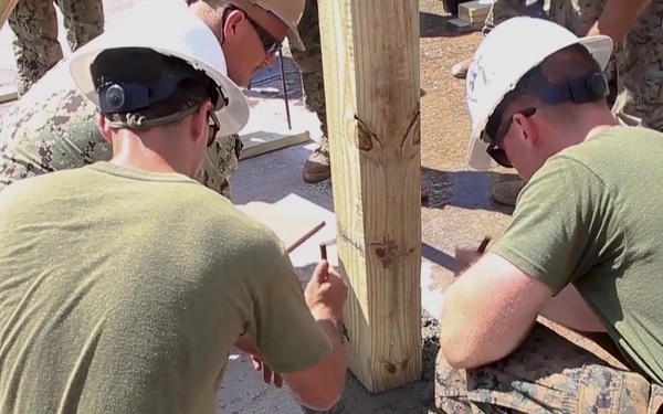 Marines and Sailors with Task Force Koa Moana help with construction in Palau