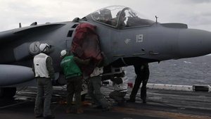 Italian AV-8B Harrier Takes Off From Kearsarge