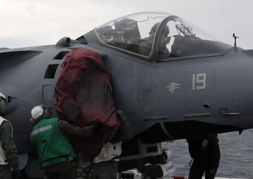 Italian AV-8B Harrier Takes Off From Kearsarge