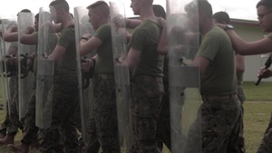 U.S. Marines practice crowd control techniques
