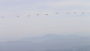 (B-Roll) Look up: 3rd MAW formation flight over MCAS Camp Pendleton