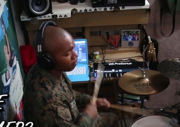 Marine by Day, Drummer by Night (30-second music and text)