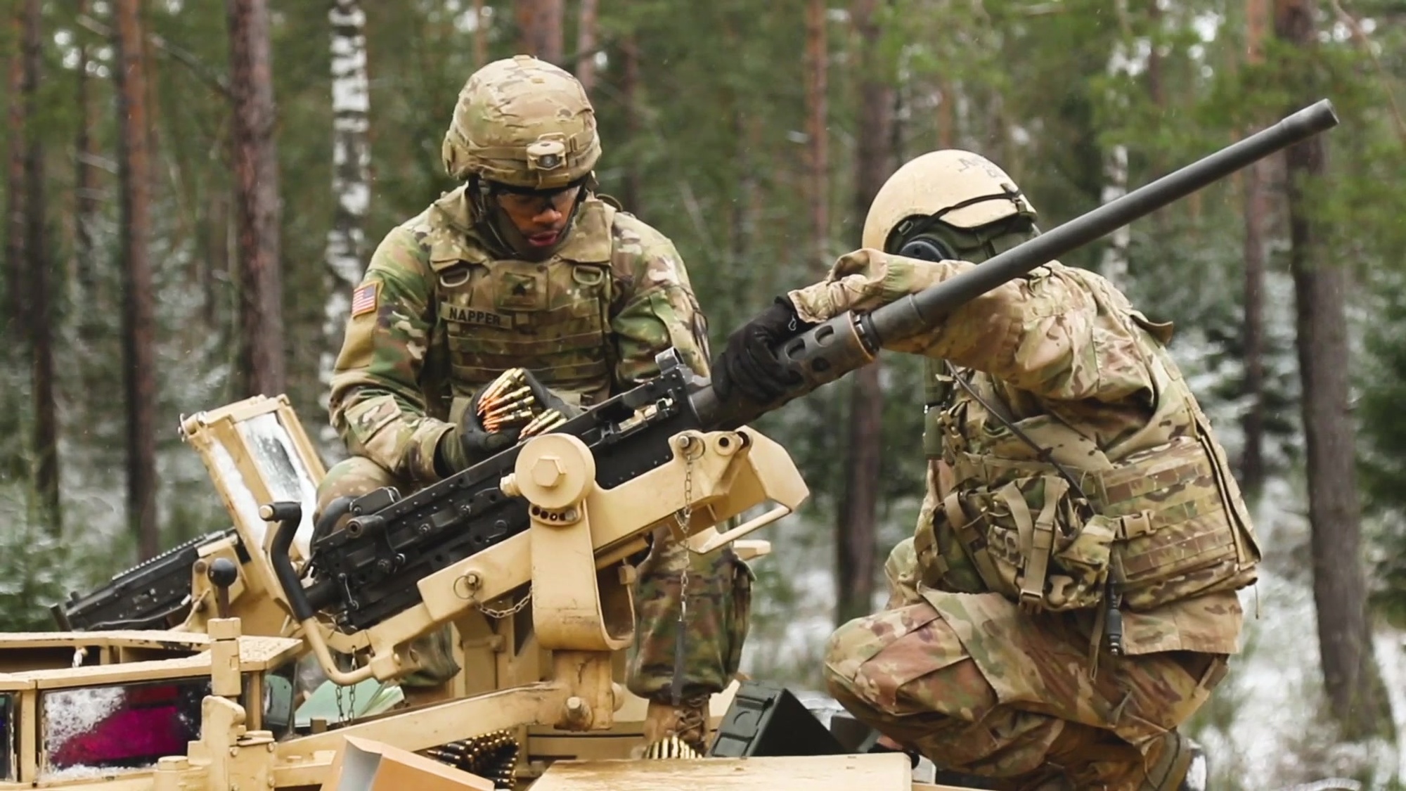 U.S. tank crews assigned to Charlie Company, 2nd Battalion, 5th Cavalry Regiment, 1st Armored Brigade Combat Team, 1st Cavalry Division completes gunnery table six live fire qualification at the Grafenwoehr Training Range in Germany, Jan. 10, 2018. The 2-5 CAV is deployed to Europe in support of Atlantic Resolve, an enduring training exercise between U.S. and NATO forces. (U.S. Army National Guard video by Sgt. Marcel Pugh and Spc. Hannah Tarkelly, 382nd Public Affairs Detachment/ 1st ABCT, 1st CD/Released)