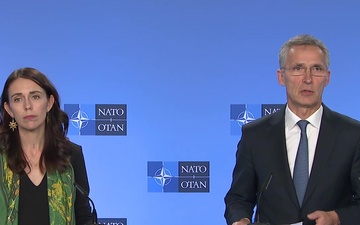 Joint press point with NATO Secretary General and the Prime Minister of New Zealand [OPENING]