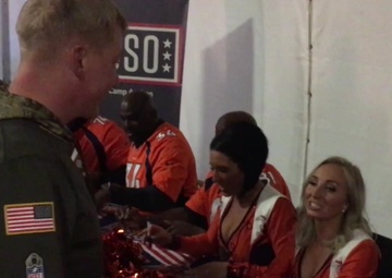 Denver Broncos' Cheerleaders and Former Players Meeting with IRONHORSE Soldiers at Camp Aachen USO