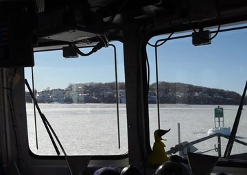 Coast Guard Cutter Pendant breaks ice around fuel terminals on Weymouth Fore River