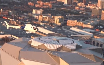 CBP Air and Marine Operations AS350 A-Star Helicopter Super Bowl LIII Mercedes-Benz Stadium Sunset Flyby