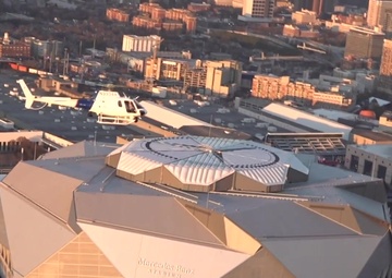 CBP Air and Marine Operations AS350 A-Star Helicopter Super Bowl LIII Mercedes-Benz Stadium Sunset Flyby