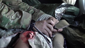 A Special Operations Force Medical Element works with Royal Danish Air Force aboard a C-146 Dornier