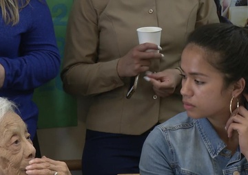 Students from Matthew C. Perry High School visit nursing home (B-Roll)