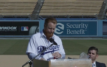 Justin Turner greeting and Enlistment Ceremony speech