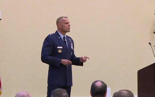 AFIMSC Commander delivers the keynote speech at the 2019 SAME-IFMA Workshop