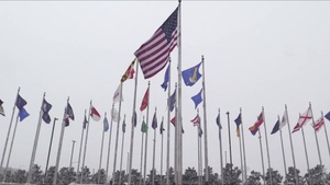 Joint Base Andrews Flags Fly During Snowstorm