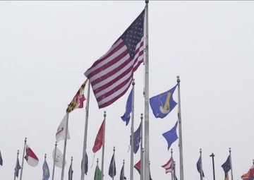 Joint Base Andrews Flags Fly During Snowstorm