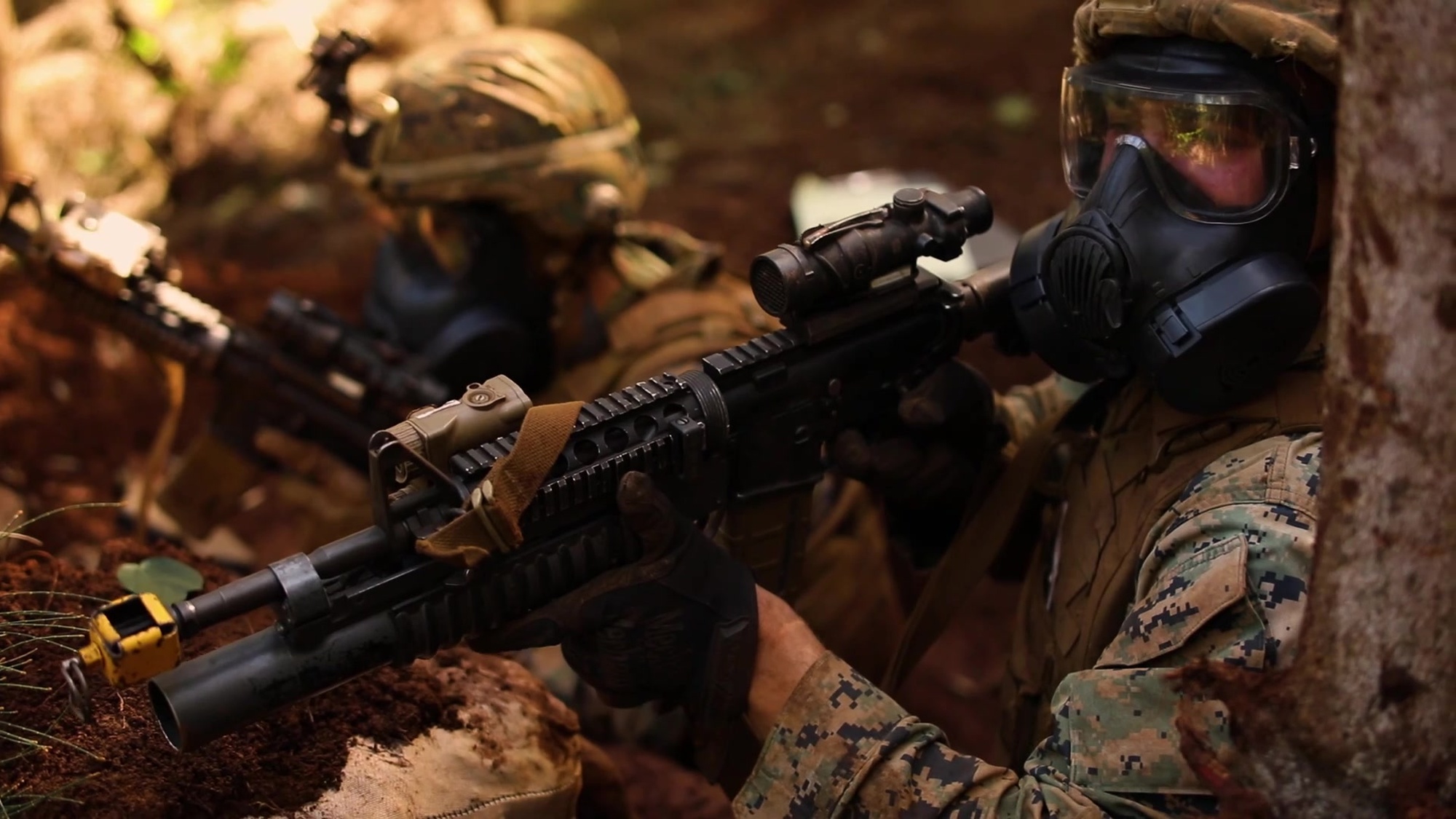 Students with Advanced Infantry Marine Course (AIMC) conduct Military Operations on Urban Terrain operation during their field leadership evaluation at Schofield Barracks, Feb. 14, 2019. AIMC is intermediate training designed to enhance and test the Marine's skills and leadership abilities as squad leaders in a rifle platoon. (U.S. Marine Corps video by Cpl. Brendan Custer)